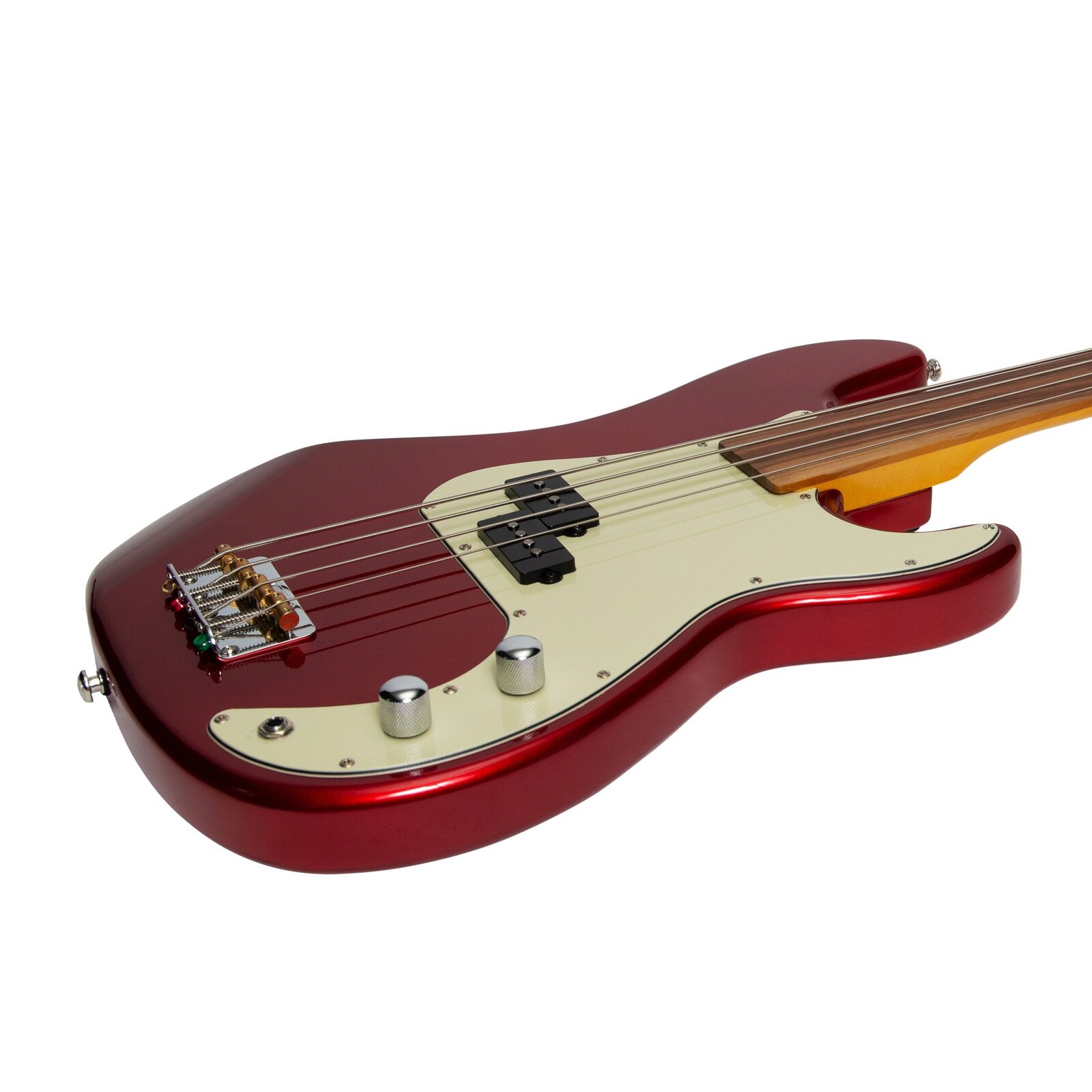 J&D Luthiers 4String PBStyle Fretless Electric Bass Guitar (Crimson)
