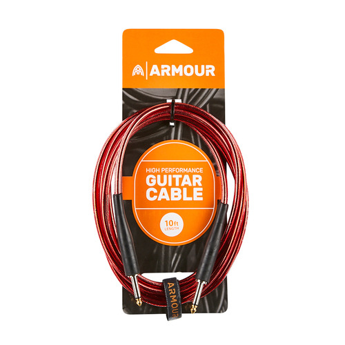 Armour GC10R Guitar 10 Foot Transparent Red Lead