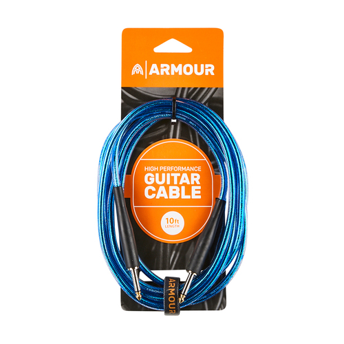 Armour GC10B Guitar 10 Foot Transparent Blue Lead