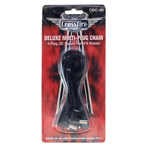 Crossfire 5-Plug Deluxe Daisy Chain Pedal Power Cable (Right Angle Plugs)