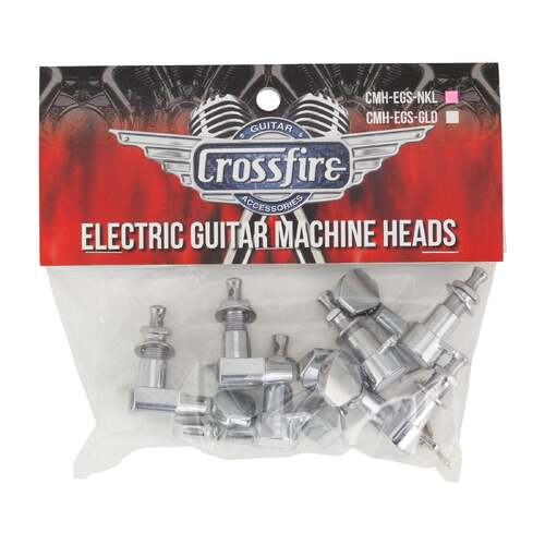 Crossfire Electric Guitar Machine Head Set (Nickel with Buttons)