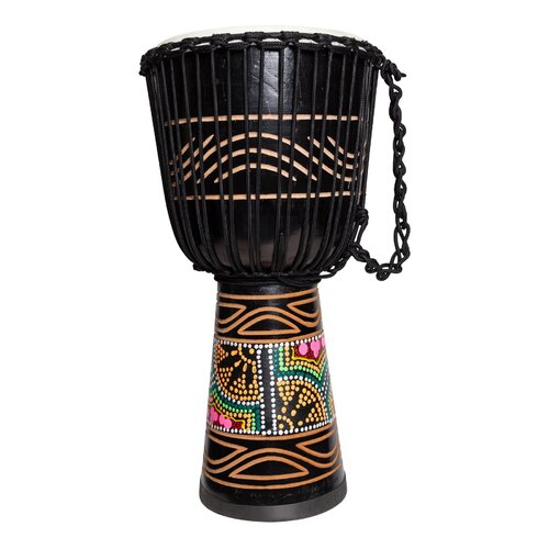 Drumfire 'Tribal Series' 12" Natural Hide Traditional Rope Djembe (Black)