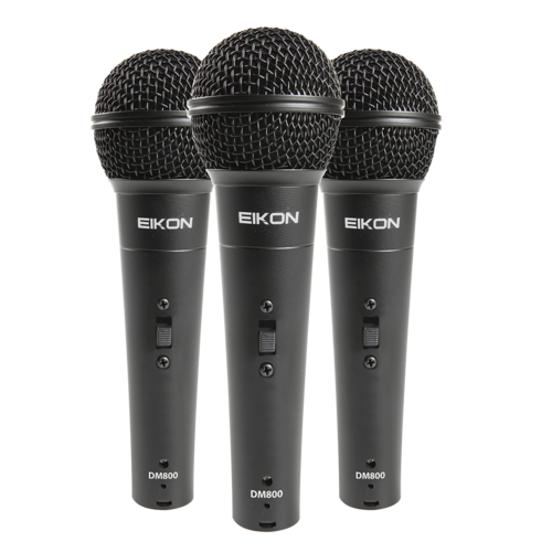 Eikon DM800KIT Vocal Dynamic Microphones. 3 piece kit with clips & ABS Case