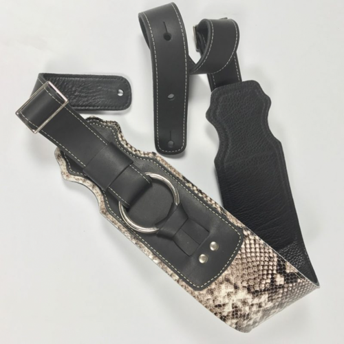 Franklin 3.5" Snake Skin/Black Glove Leather Ring Bass Guitar Strap