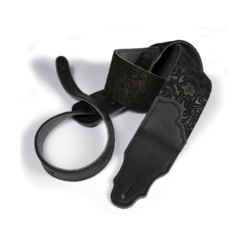 Franklin Embossed 2.5" Black Suede with Pebbled Black Glove Leather End