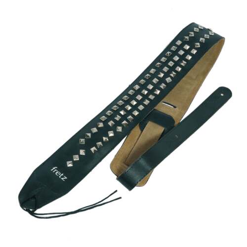 Fretz Leather-Look Adjustable Studded Guitar Strap (Square Punk)