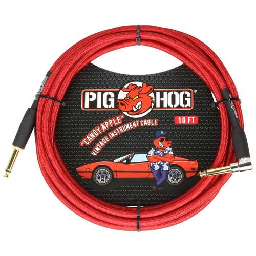 Pig Hog "Candy Apple Red" Instrument Cable, 10ft Right angle