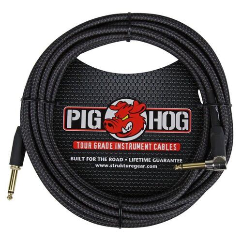 Pig Hog "Black Woven" Instrument Cable, 20ft. Right Angle