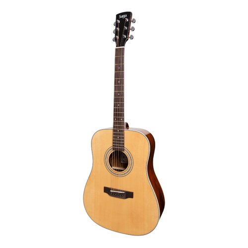 Saga '850 Series' Solid Spruce Top Acoustic-Electric Dreadnought Guitar (Natural Gloss)