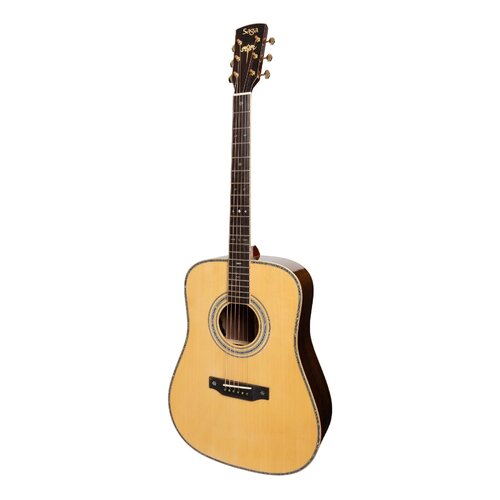 Saga SL65 All-Solid Spruce Top Rosewood Back & Sides Acoustic-Electric Dreadnought Guitar (Natural Gloss)
