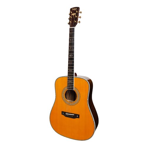 Saga SL68 All-Solid Spruce Top Okoume Back & Sides Acoustic-Electric Dreadnought Guitar (Natural Gloss)
