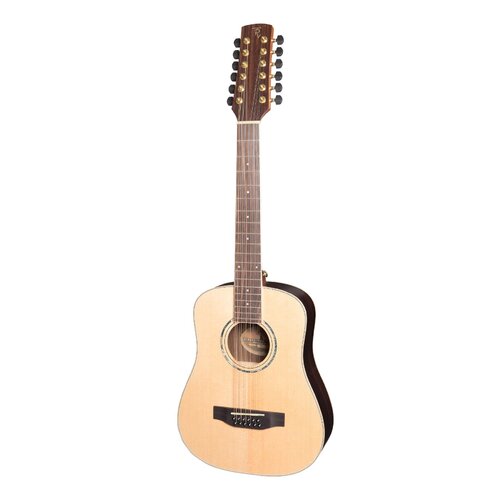 Timberidge '3 Series' 12-String Spruce Solid Top Acoustic-Electric Traveller Mini Guitar (Natural Satin)