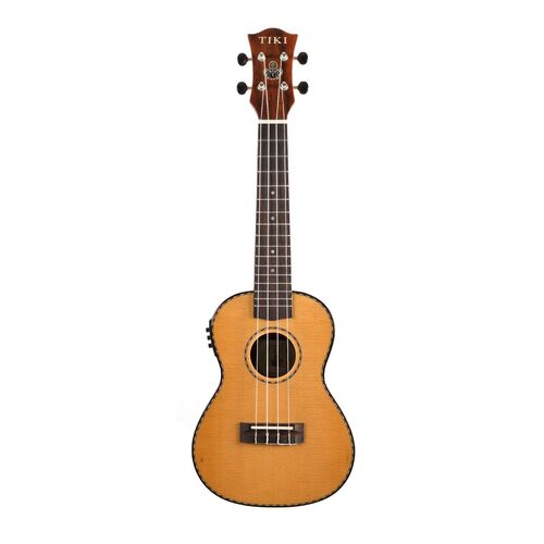 Tiki '22 Series' Spruce Solid Top Electric Concert Ukulele with Hard Case (Natural Gloss)